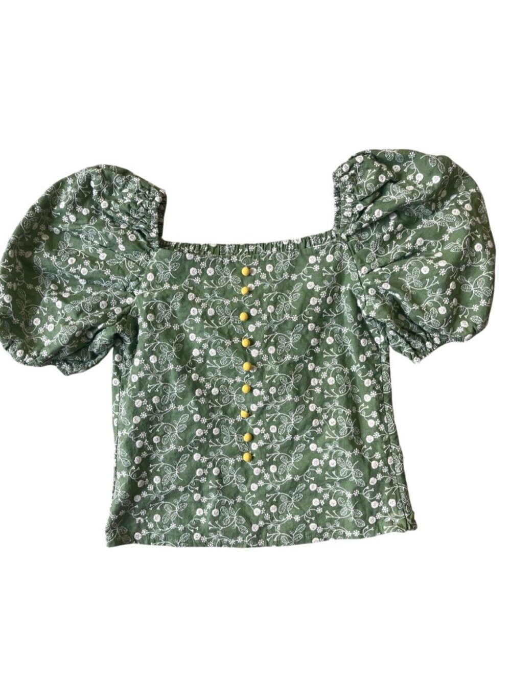 Boho-Chic Milkmaid Embroidered Smock Top Womens S-M Cottage Peasant Coquette